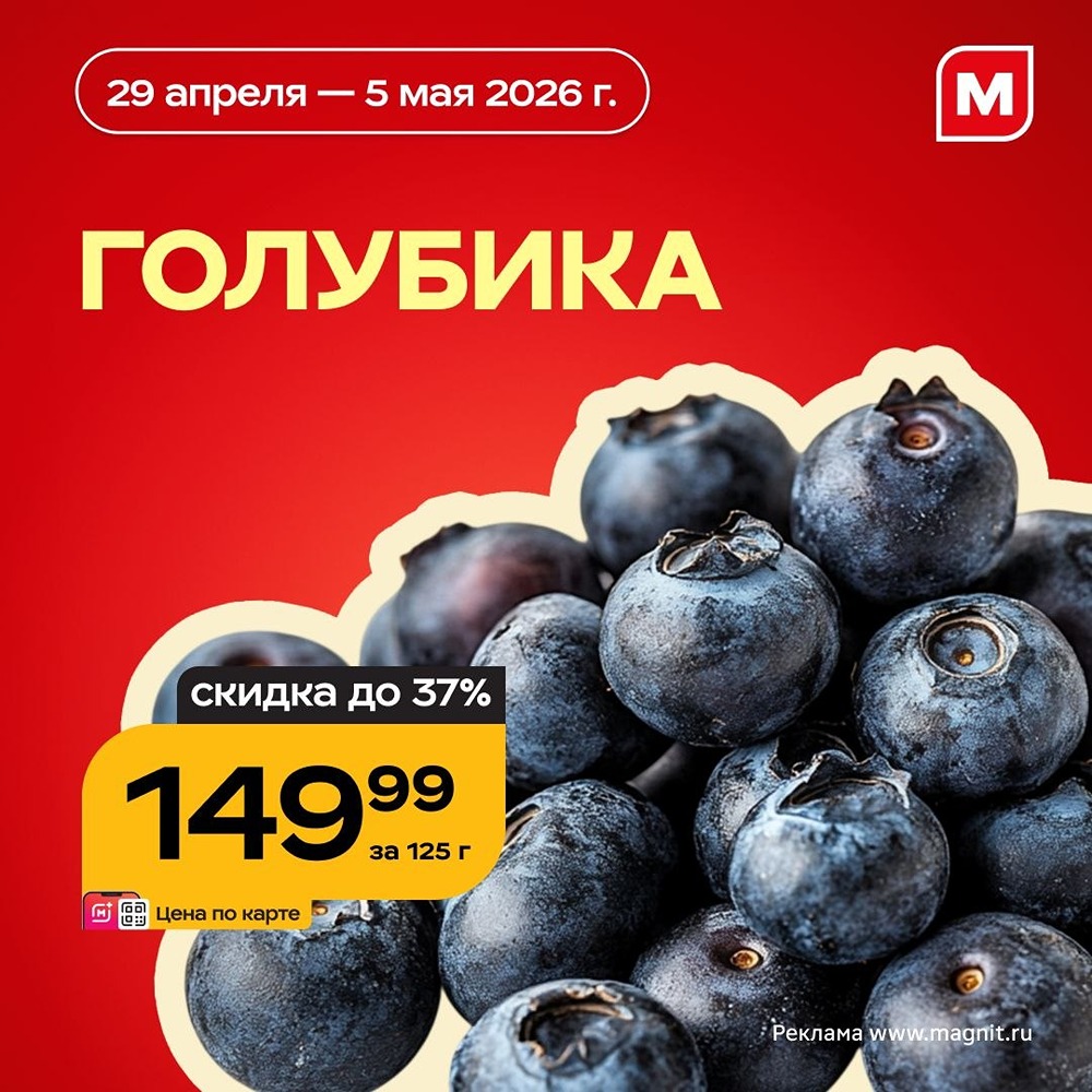 Голубика в «Магните»: скидка до 37 %, всего 149,99 руб. до 5 мая