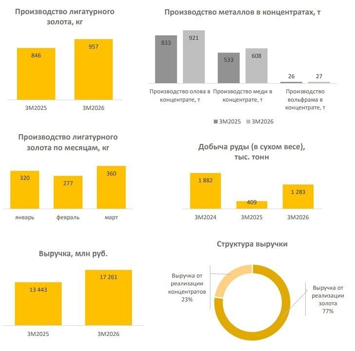 Золото растёт — Селигдар растёт: выручка +28 %, добыча +13 %