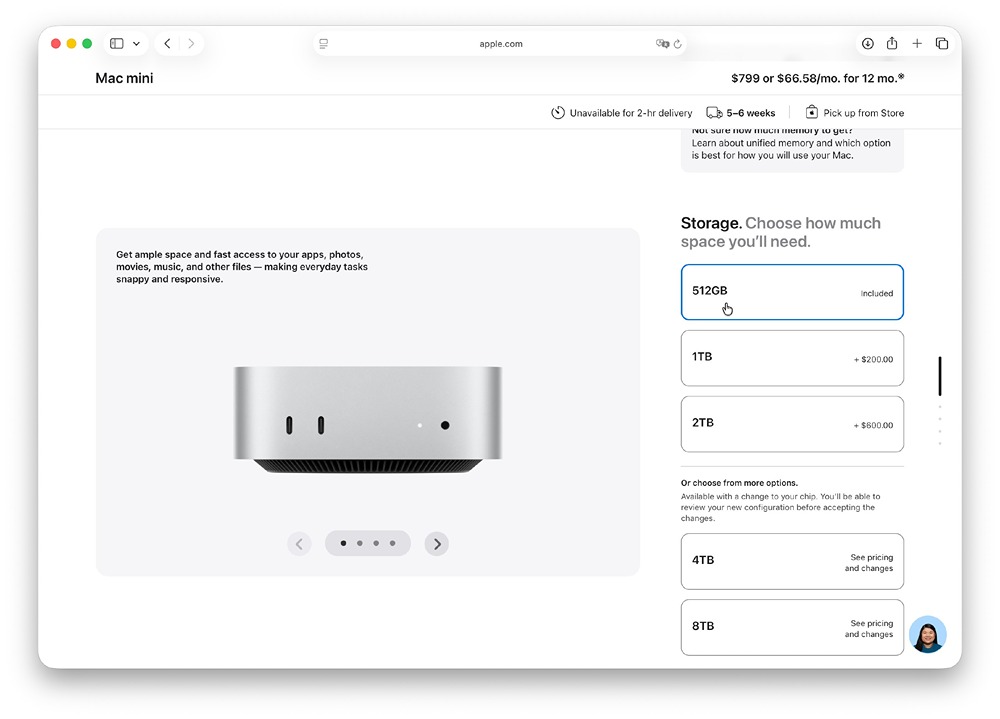 Apple отказалась от Mac mini 256 ГБ