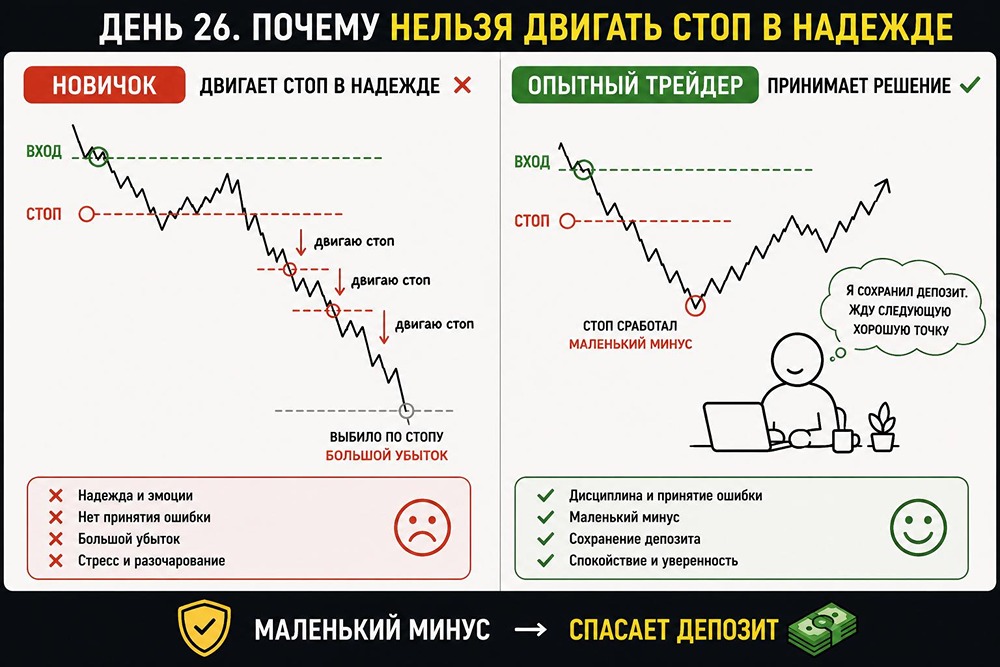 Почему двигать стоп‑лосс в надежде на разворот — ошибка новичка