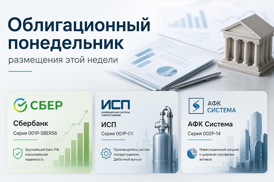 Новые размещения недели: Сбер, ИСП и АФК «Система» с купонами 13,4–23%