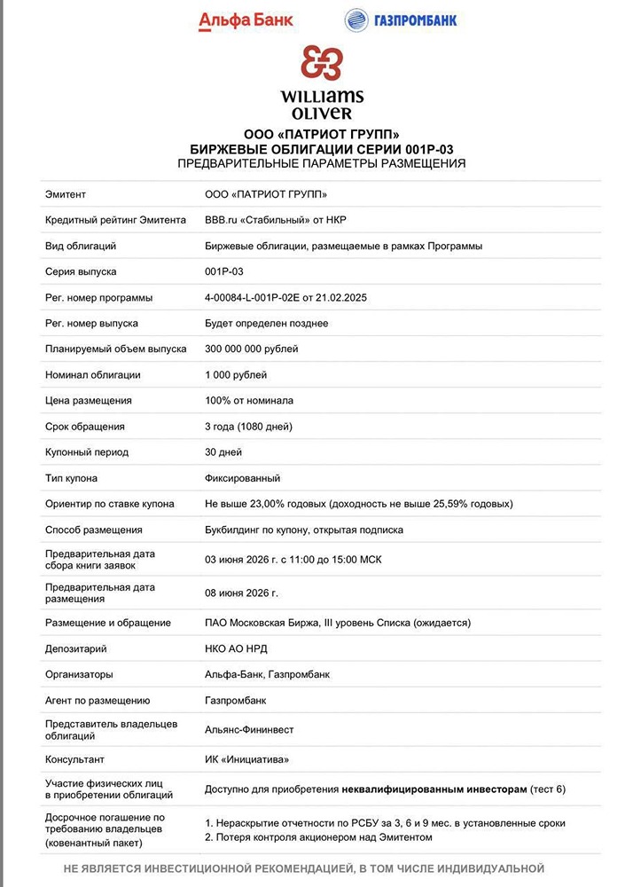 Облигации «Патриот Групп»: стоит ли вкладываться под 23%