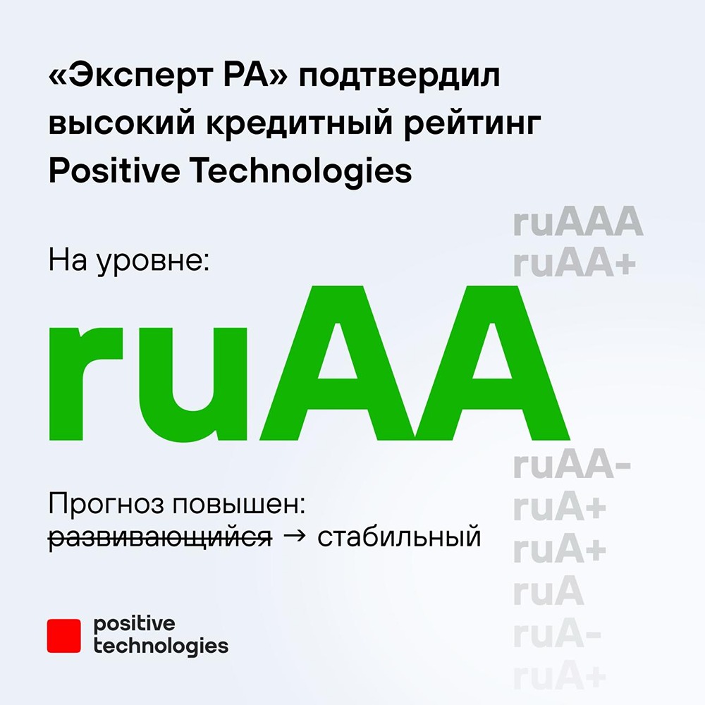 Какой кредитный рейтинг подтверждён у Positive Technologies и каков прогноз