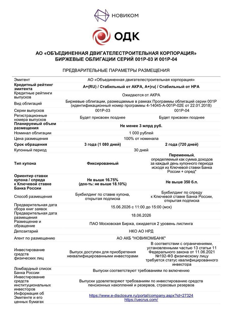 Облигации ОДК серий 001Р-03 и 001Р-04: стоит ли покупать? Разбираемся