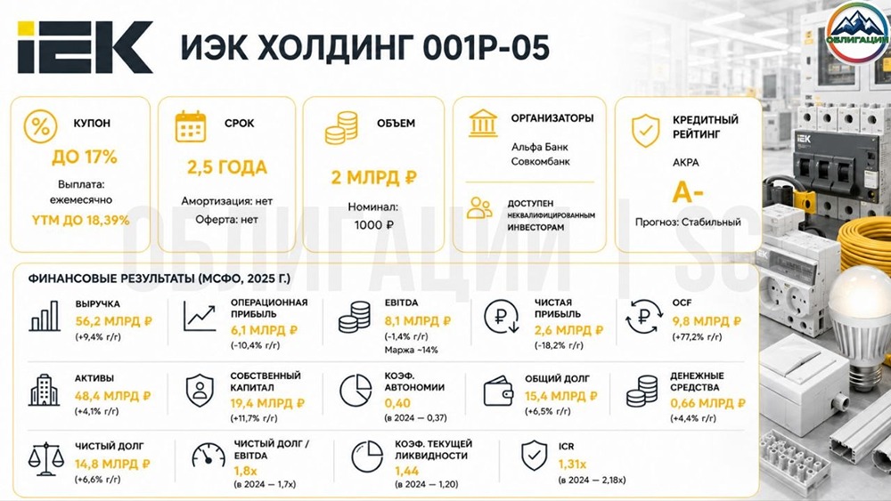 Облигации ИЭК Холдинг серии 001Р-05: в чем преимущества и недостатки? Разбираемся