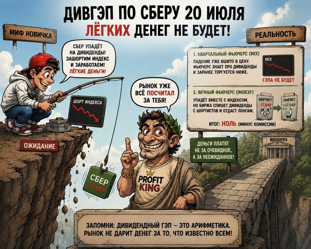 Дивидендный гэп акций Сбера: почему шорт фьючерса на индекс не даёт прибыли