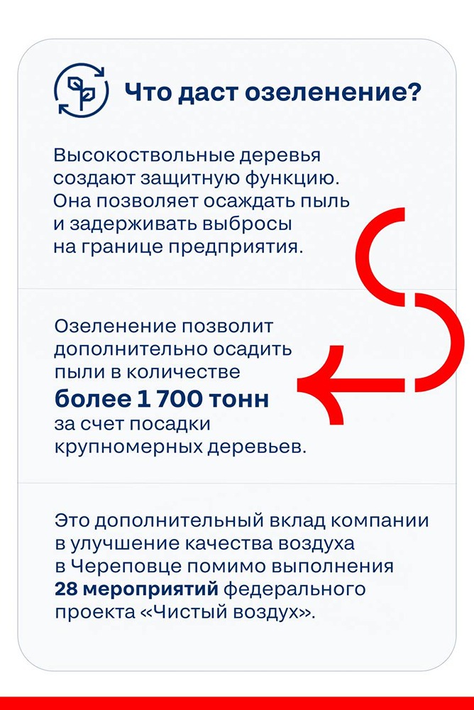 «Зелёный щит» «Северстали»: за 6 лет высажено более 1000 крупномерных деревьев и свыше 10000 кустарников