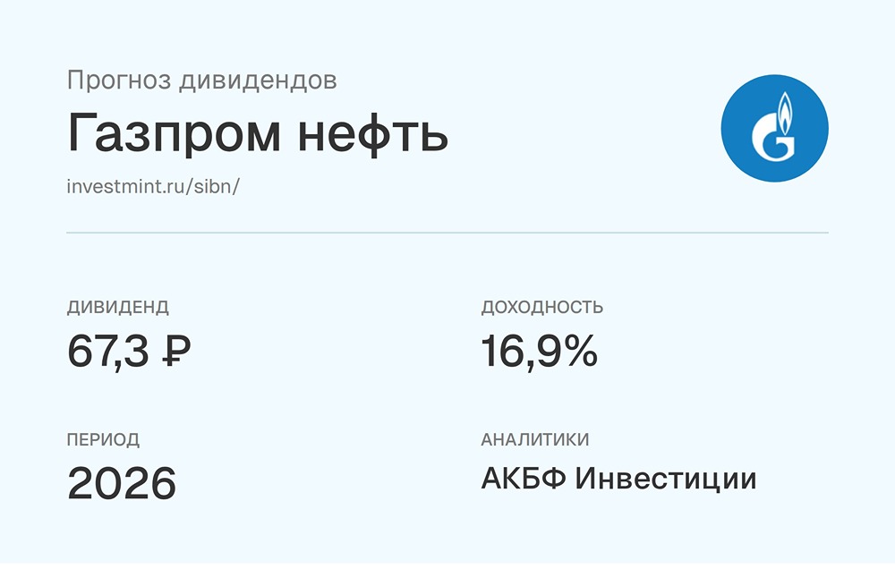 Прогноз дивидендов по акциям Газпром нефть от аналитиков АКБФ Инвестиции
