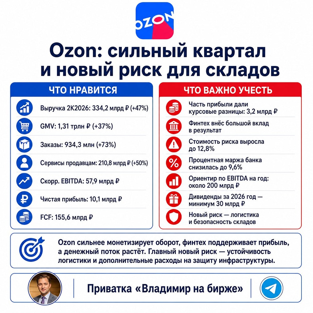 Ozon фиксирует пятый прибыльный квартал подряд: рост EBITDA, вклад Ozon Банка и меры по снижению операционных рисков