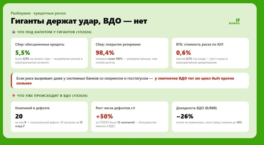 Дефолты в ВДО выросли на 50 % г/г: отчёты Сбера и ВТБ предупреждают о нарастающих кредитных рисках