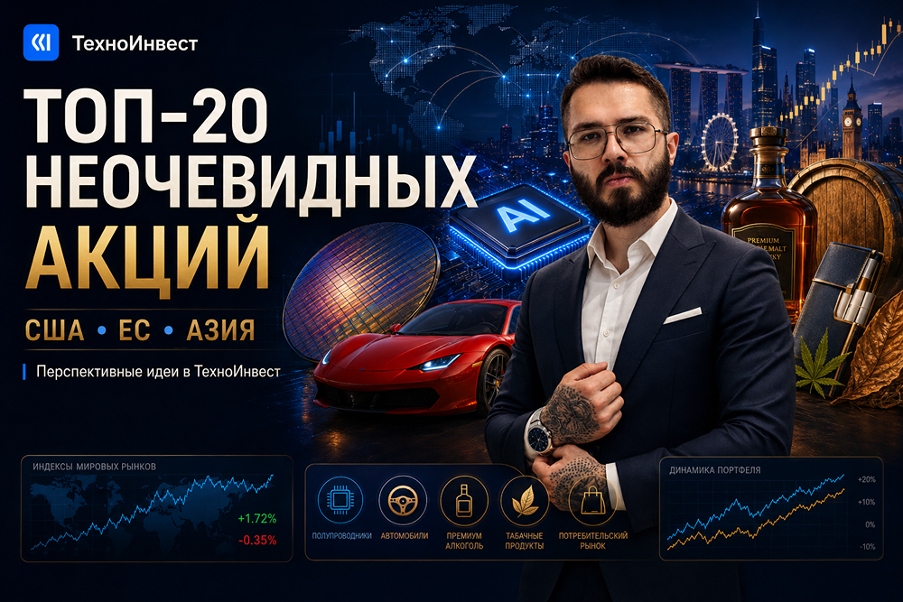 ТОП-20 неочевидных акций в ТехноИнвест в 2026 году: США, Европа и Азия