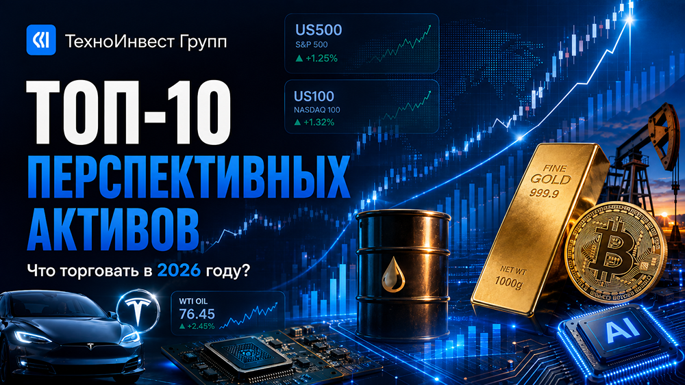 ТехноИнвест раскрывает топ‑10 перспективных инструментов 2026: от AI‑акций до Bitcoin и Brent