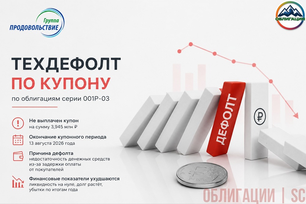 Какая причина техдефолта облигаций «Группа Продовольствие» и что ждать дальше