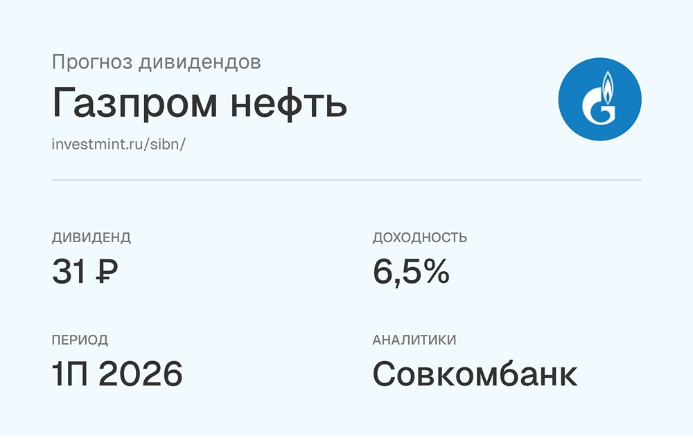 Прогноз дивидендов акций «Газпром нефть» от аналитиков Совкомбанка