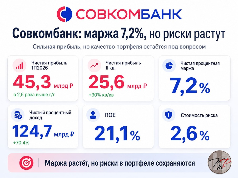 Почему при марже 7,2% акции Совкомбанка торгуются с дисконтом к сектору