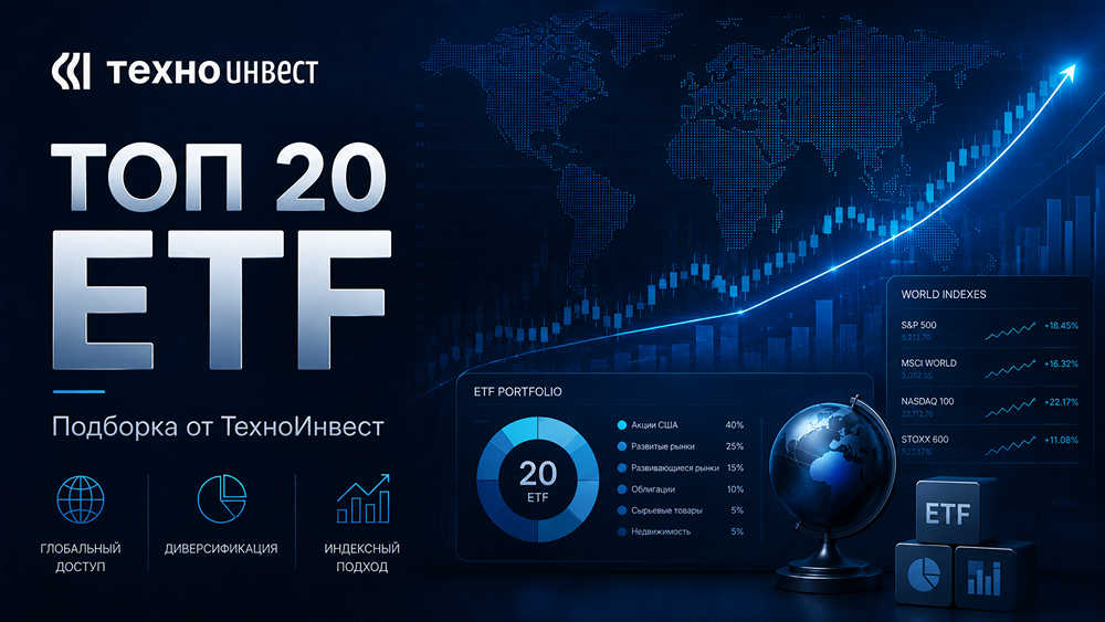 Белорусский брокер «ТехноИнвест» предлагает 20 ключевых ETF — от золота до high‑yield облигаций