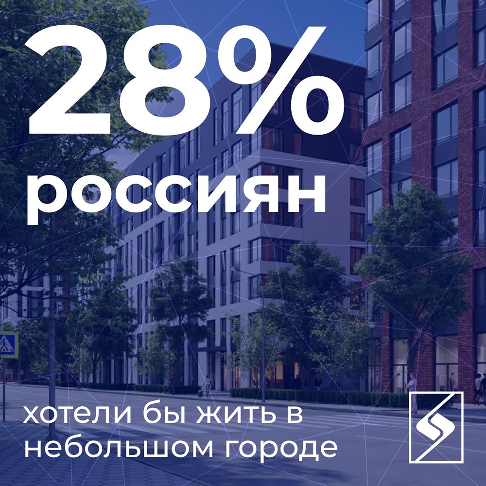 Почти треть россиян хочет жить в небольшом городе: по данным «Эталона», Санкт-Петербург выбирают 22%, Москву — 18%; главный критерий — спокойный темп жизни (56%)