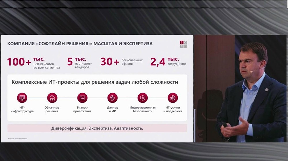 «Софтлайн Решения» (кластер «Цифровые решения») трансформирует бизнес-модель: от поставки отдельных лицензий — к комплексным проектам; доля проектного бизнеса в обороте достигла 66%, рост — 35% г/г