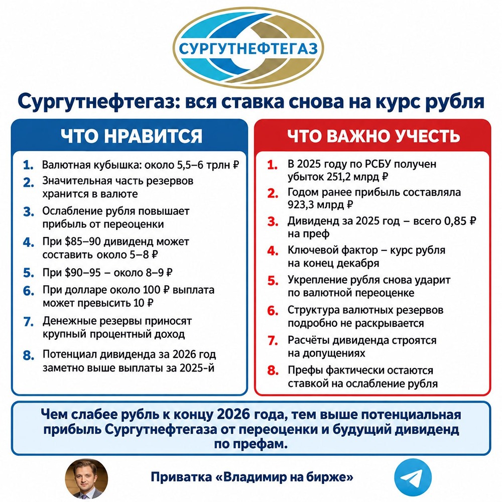 На что ставить в префах Сургутнефтегаза — на рубль или прибыль