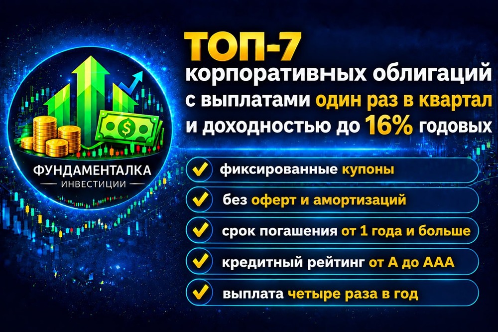 Лучшие облигации с купонами 4 раза в год и до 16% годовых