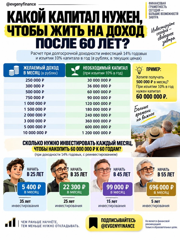 Капитал для жизни после 60: расчёт без иллюзий