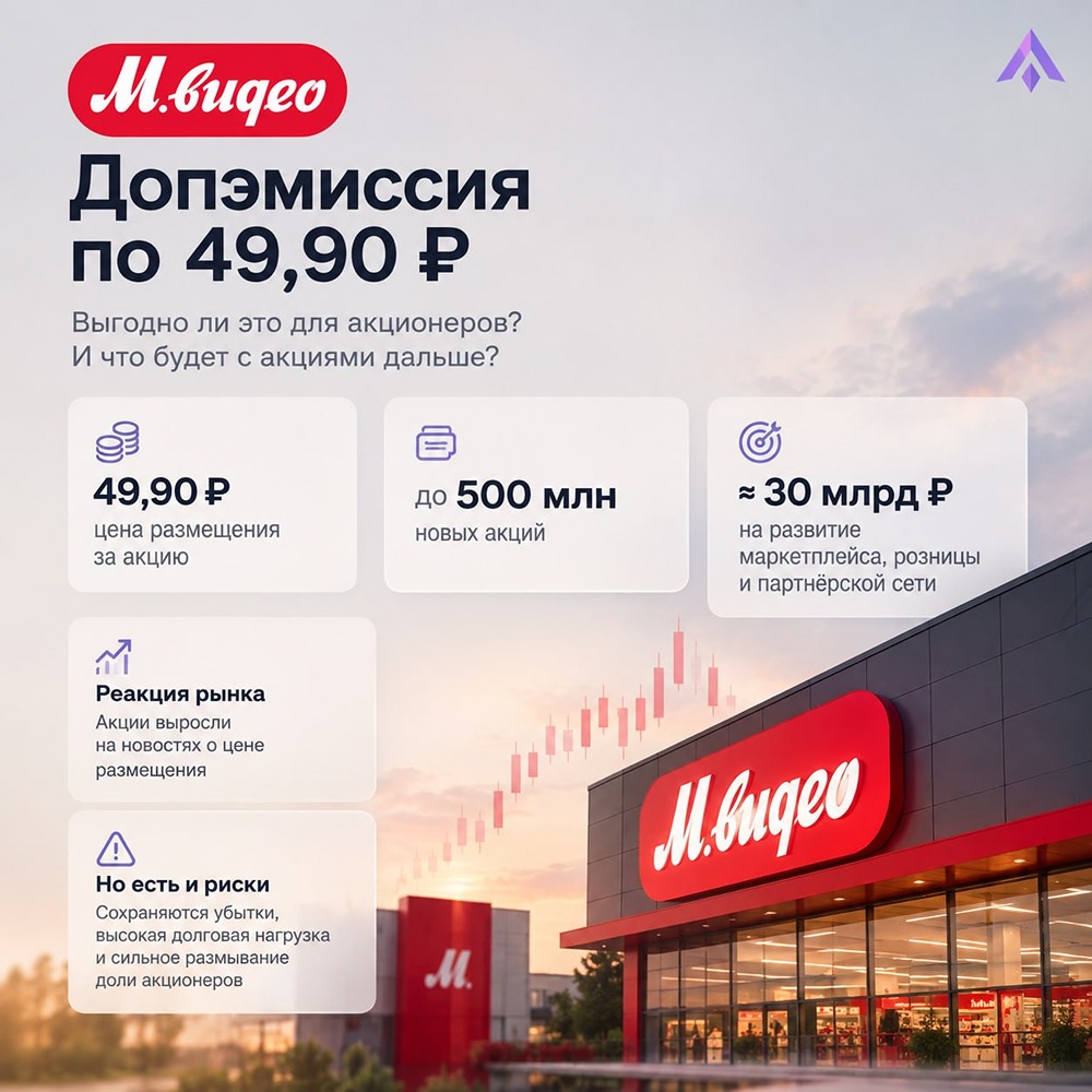 Обязаны ли акции «М.Видео» расти к 49,9 после допэмиссии? Пробуем разобраться