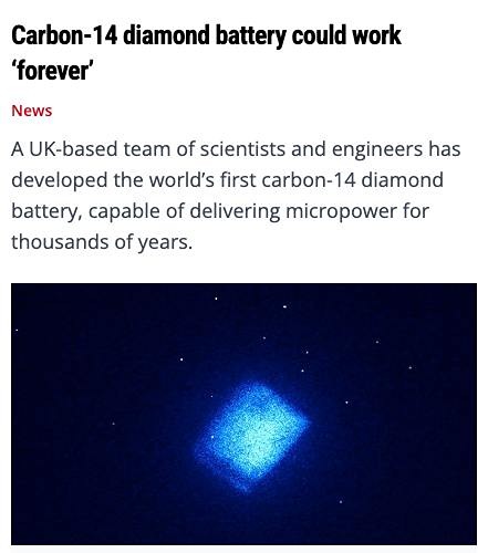 Ученые разработали алмазный аккумулятор, который способен работать до 6000 лет