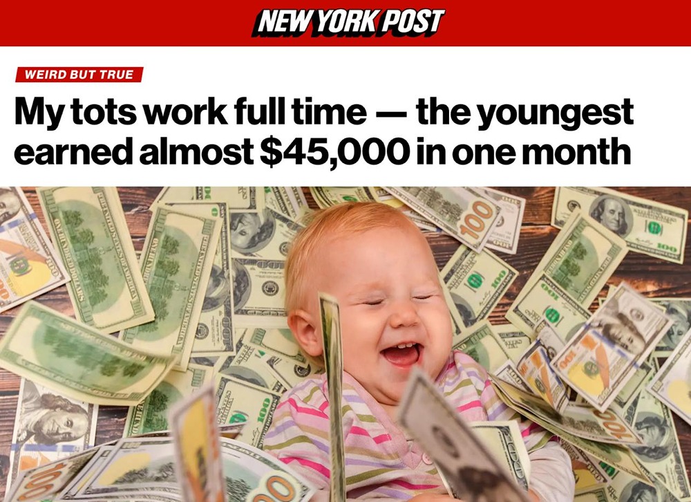 Шестимесячный малыш по имени Хантер из Великобритании зарабатывает около 4,5 миллионов рублей в месяц, принимая участие в фотосъёмках для различных брендов