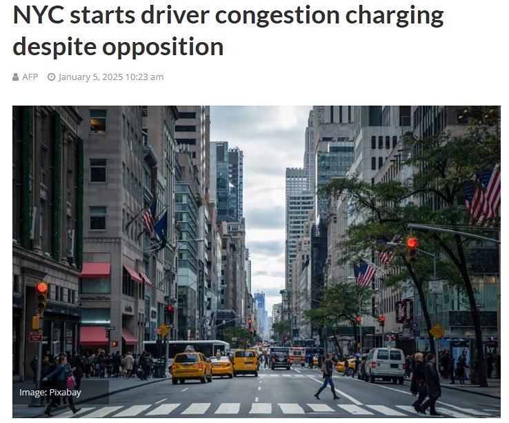 В Нью-Йорке введён платный въезд в центр города