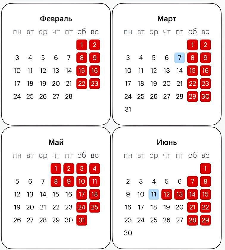 Дополнительные выходные в честь 8 марта и 23 февраля не будут объявлены