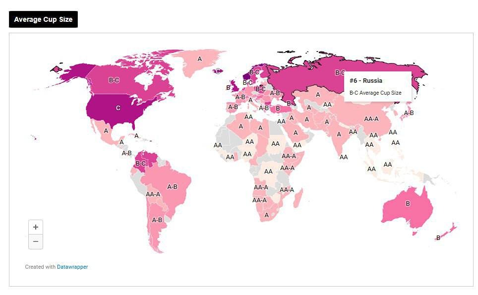 Россия заняла шестое место в рейтинге стран по размеру груди