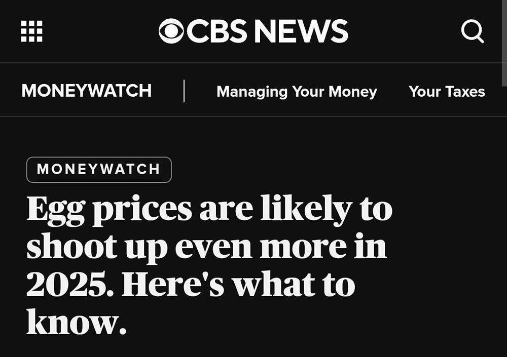 CBS сообщает о дефиците яиц в США