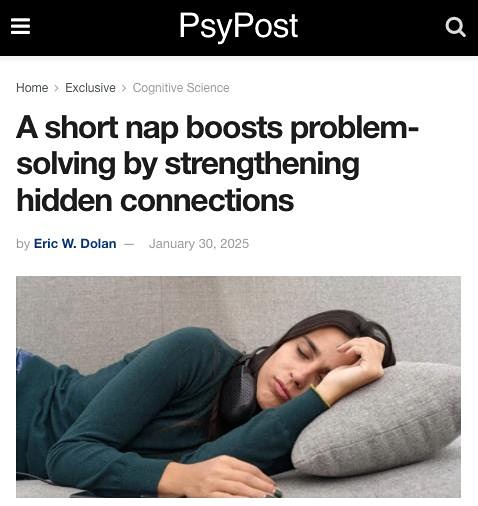 Исследование показало, что даже короткий дневной сон способен значительно улучшить когнитивные способности и креативность