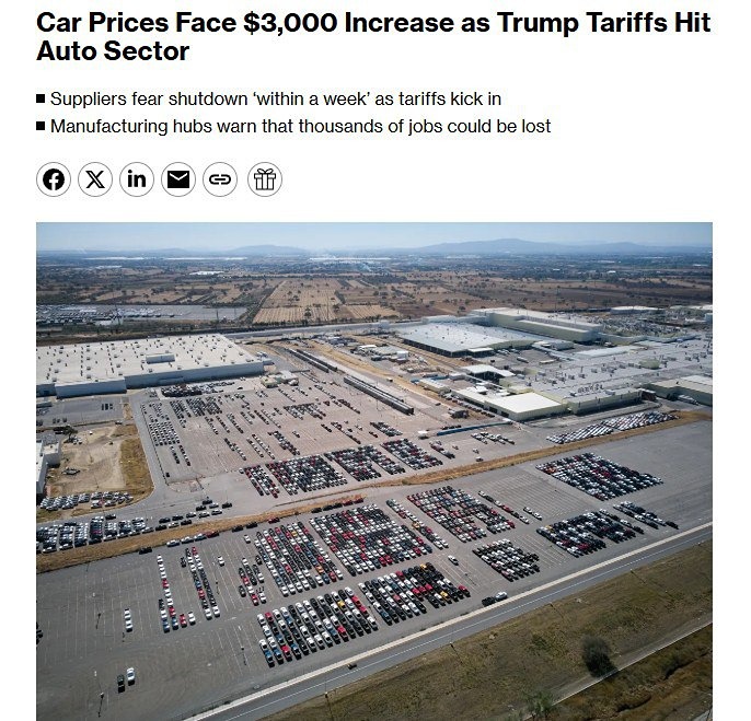Цены на автомобили могут увеличиться на 3000 долларов из-за тарифов Трампа, что ещё больше снизит доступность, поскольку они уже близки к историческим максимумам
