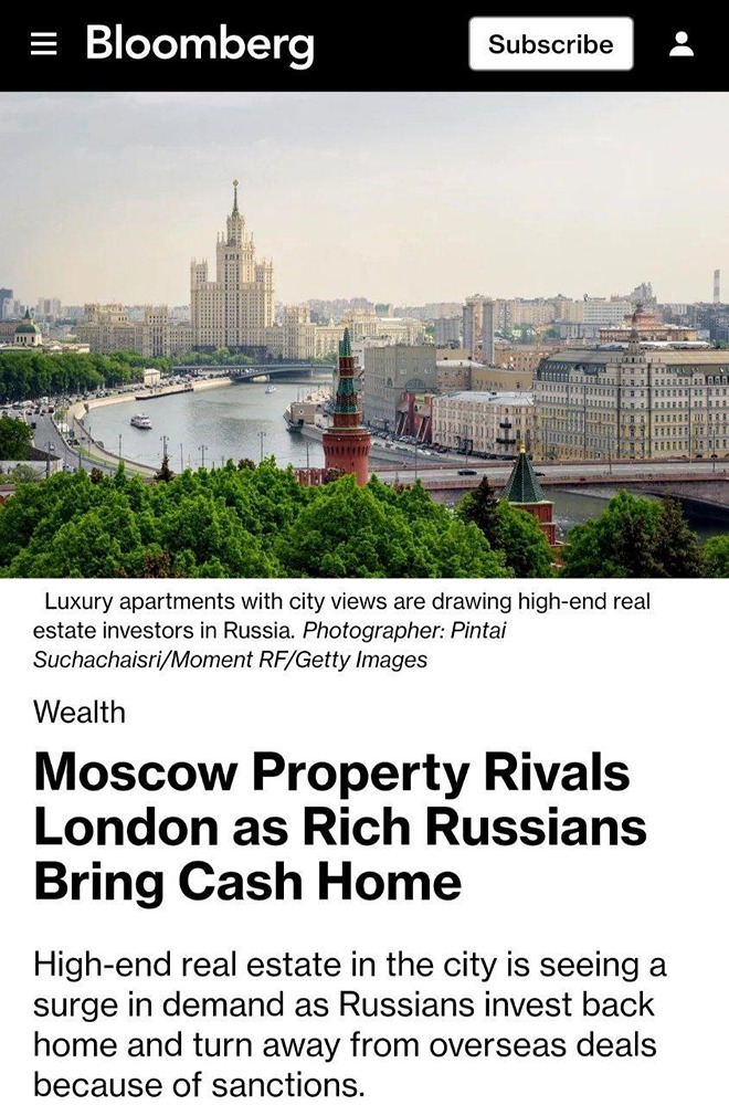 Как сообщает Bloomberg, стоимость жилья в Москве приблизилась к уровню цен в Лондоне