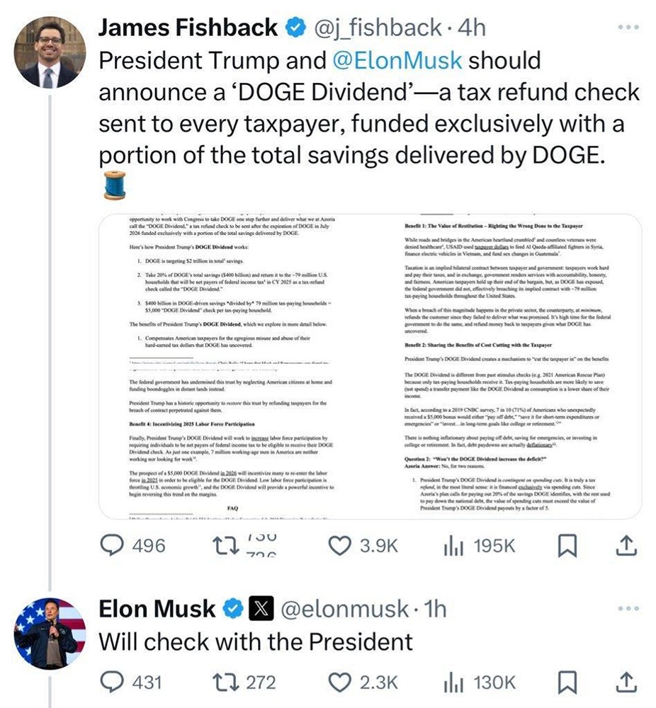 Маск выступает за восстановление системы налогообложения через D.O.G.E