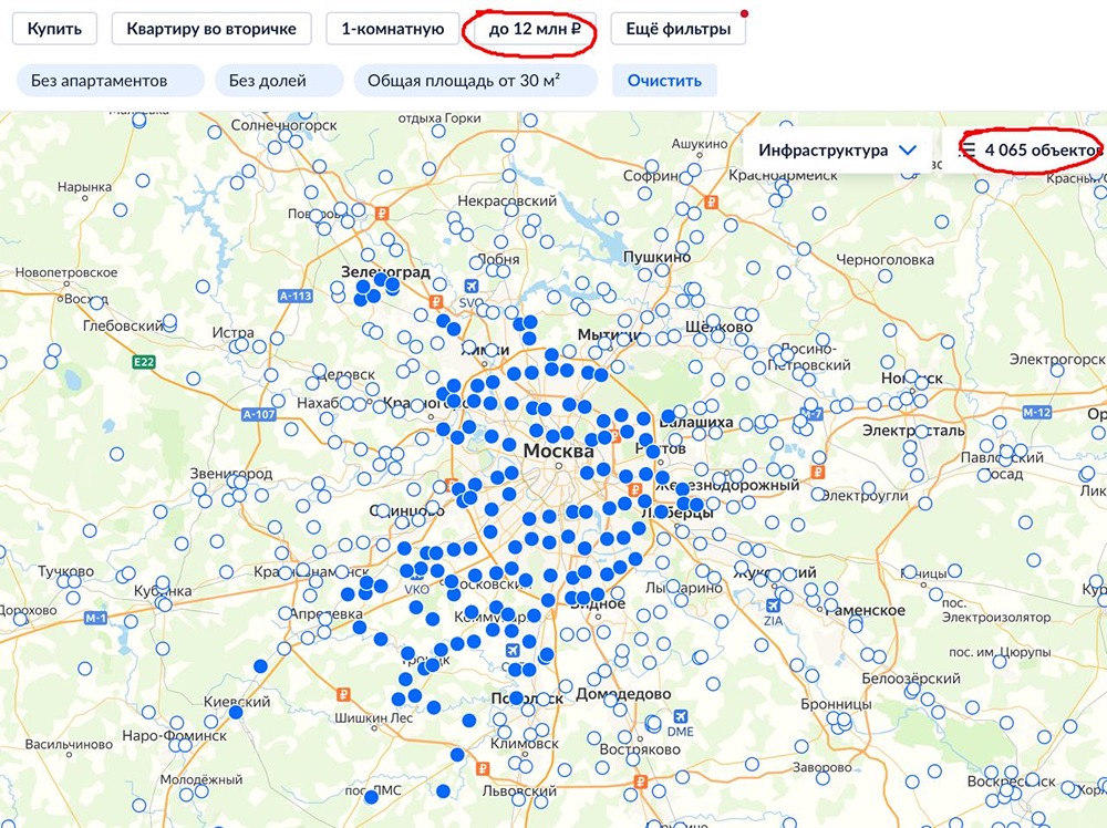 Москва: сокращение числа недорогих однокомнатных квартир до 12 млн рублей — что происходит на вторичном рынке