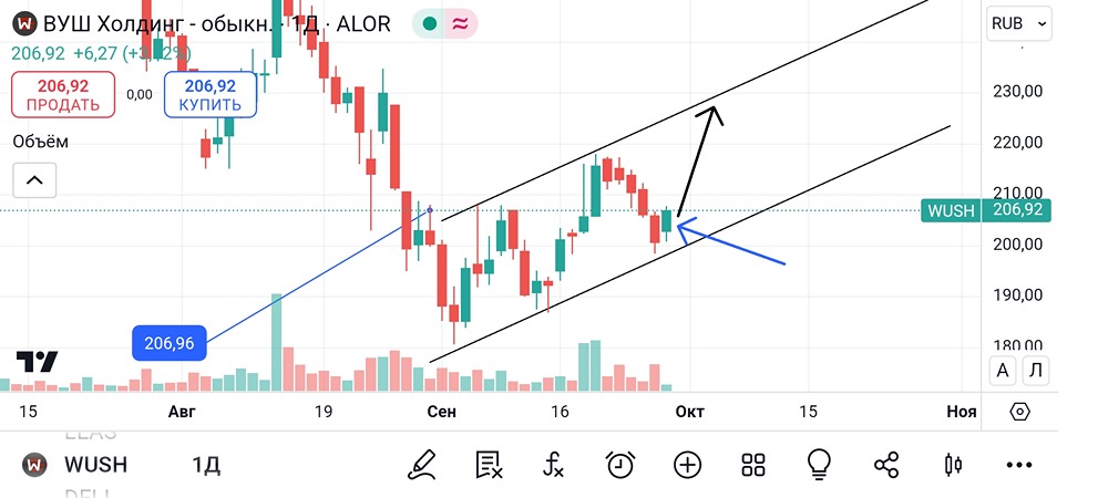 Анализ и аналитика акций ВУШ. Мнение трейдера и эксперта. Прогноз цены.