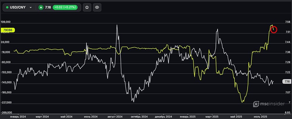 Какие позиции у физлиц по валютной паре доллар/юань?